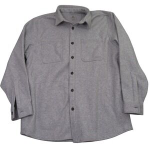 Ascend Mens Button Up Shacket Shirt 2XLT Gray Flannel Hand Pocket Long